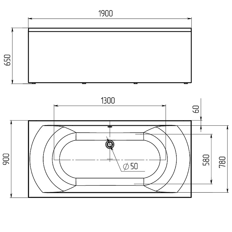 Схема ванны 1 Марка Esma 180x80 Схема ванны 1 Марка Esma 180x80