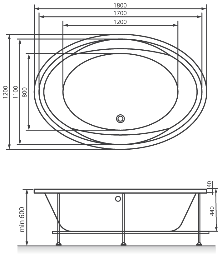 Схема ванна Vayer Opal 180x120