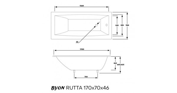 Ванна Byon Rutta 170x70 схема